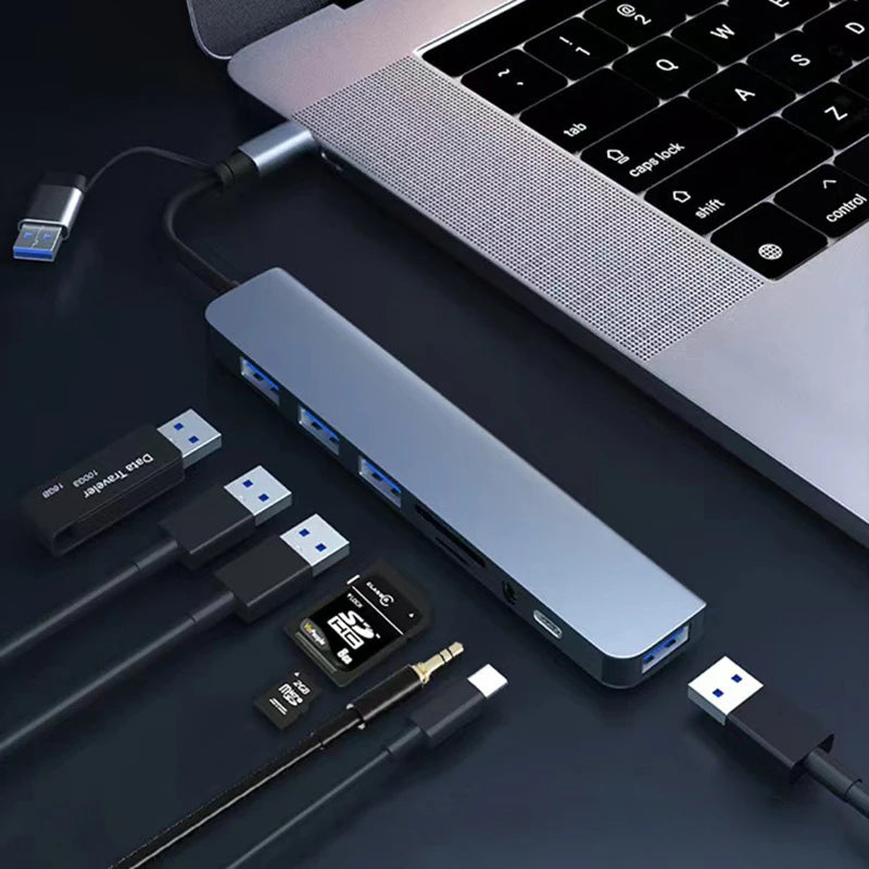 8 in 2 USB +Type C HUB Docking Station